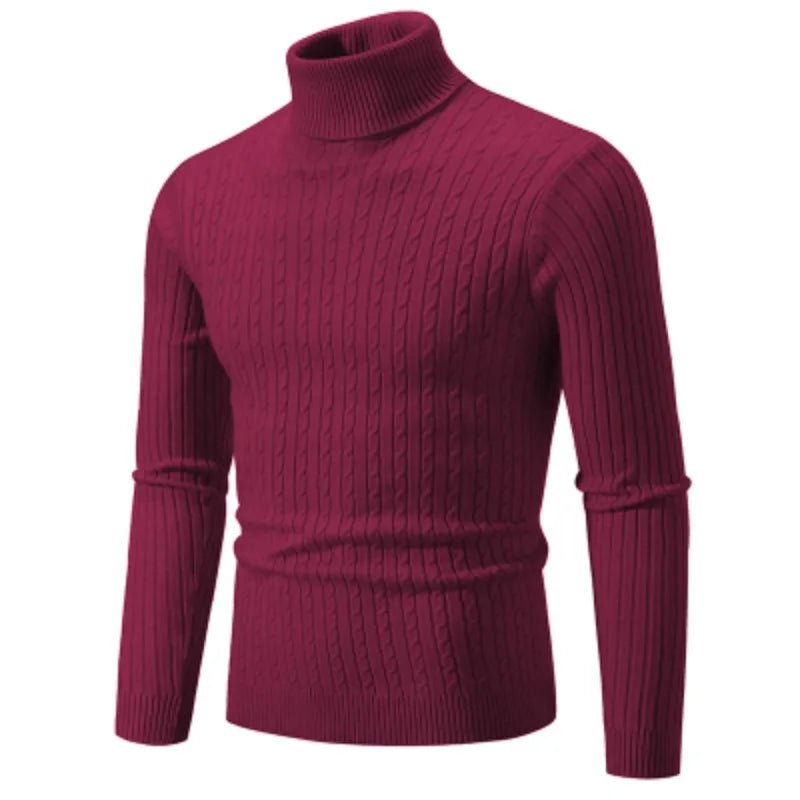 SaneShoppe - New Men's High Neck Sweater Solid Color Pullover Knitted Warm Casual Turtleneck Sweatwear Woolen Mens Winter Outdoor Tops