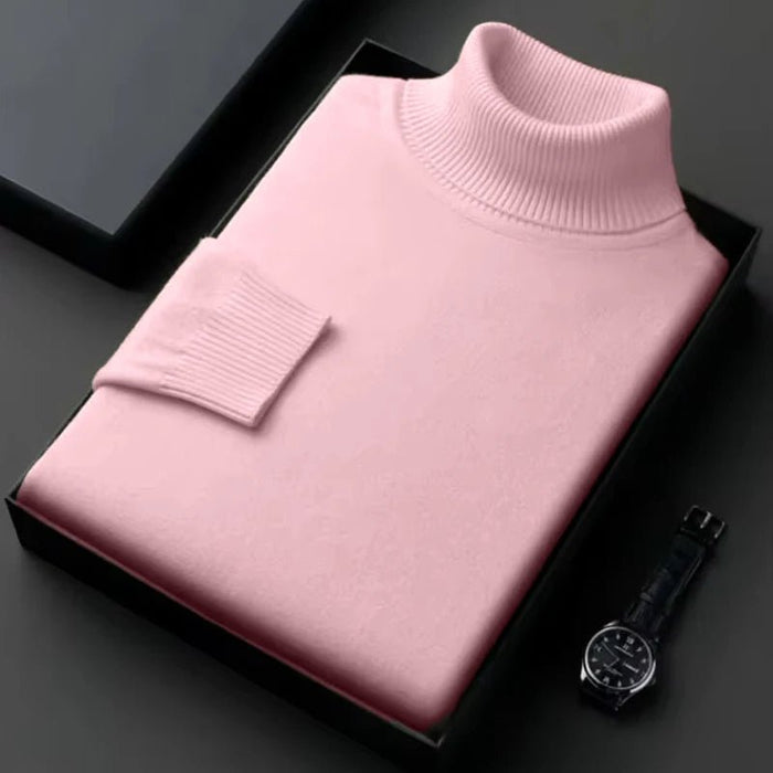 SaneShoppe - New Mens Long Sleeve Knitted Sweaters Solid Color Turtleneck Coats Slim Fit Pullover Men Clothing Lightweight Streetwear