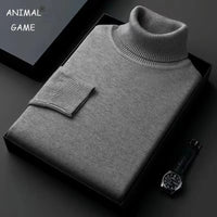 SaneShoppe - New Mens Long Sleeve Knitted Sweaters Solid Color Turtleneck Coats Slim Fit Pullover Men Clothing Lightweight Streetwear