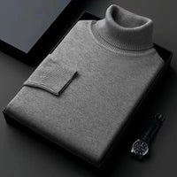 SaneShoppe - New Mens Long Sleeve Knitted Sweaters Solid Color Turtleneck Coats Slim Fit Pullover Men Clothing Lightweight Streetwear