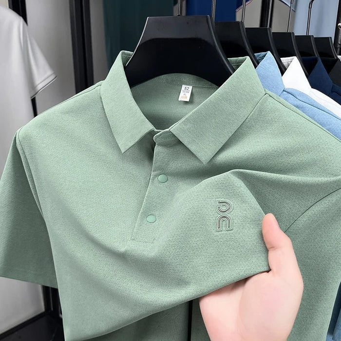 SaneShoppe - New Men's Short sleeved Printed Polo Shirt Summer Luxury Brand Fashion Business Cool Anti wrinkle Lapel T-shirt Top Men's Wear
