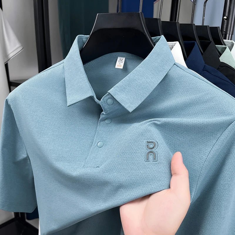 SaneShoppe - New Men's Short sleeved Printed Polo Shirt Summer Luxury Brand Fashion Business Cool Anti wrinkle Lapel T-shirt Top Men's Wear