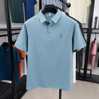 SaneShoppe - New Men's Short sleeved Printed Polo Shirt Summer Luxury Brand Fashion Business Cool Anti wrinkle Lapel T-shirt Top Men's Wear