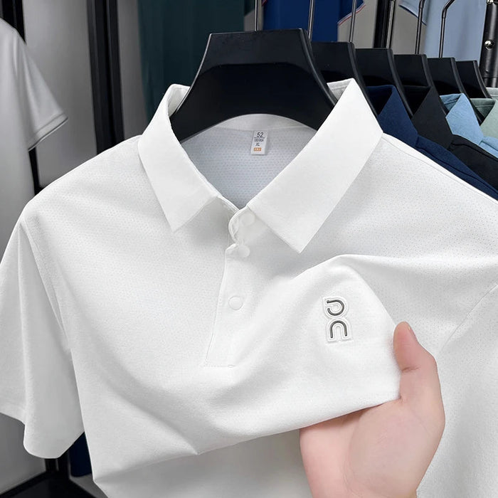 SaneShoppe - New Men's Short sleeved Printed Polo Shirt Summer Luxury Brand Fashion Business Cool Anti wrinkle Lapel T-shirt Top Men's Wear