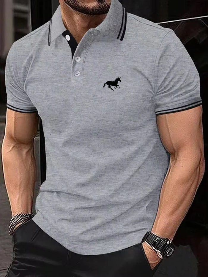 SaneShoppe - New Men's T-shirt Classic Short sleeved Polo Shirt Summer Top Casual T-shirt Button Lapel Super Large S - 3XL Casual Polo Shirt