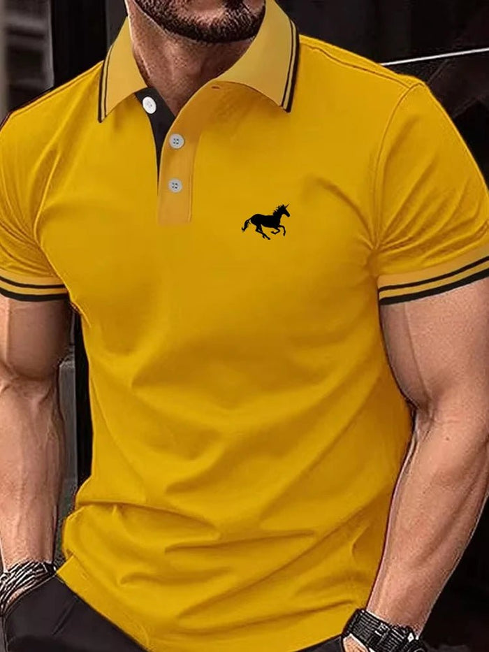 SaneShoppe - New Men's T-shirt Classic Short sleeved Polo Shirt Summer Top Casual T-shirt Button Lapel Super Large S - 3XL Casual Polo Shirt