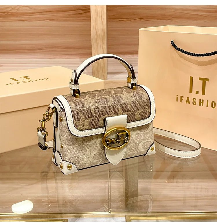 SaneShoppe - New minimalist and fashionable small handbag, contrasting color women's bag, high - end carriage crossbody bag, portable box bag