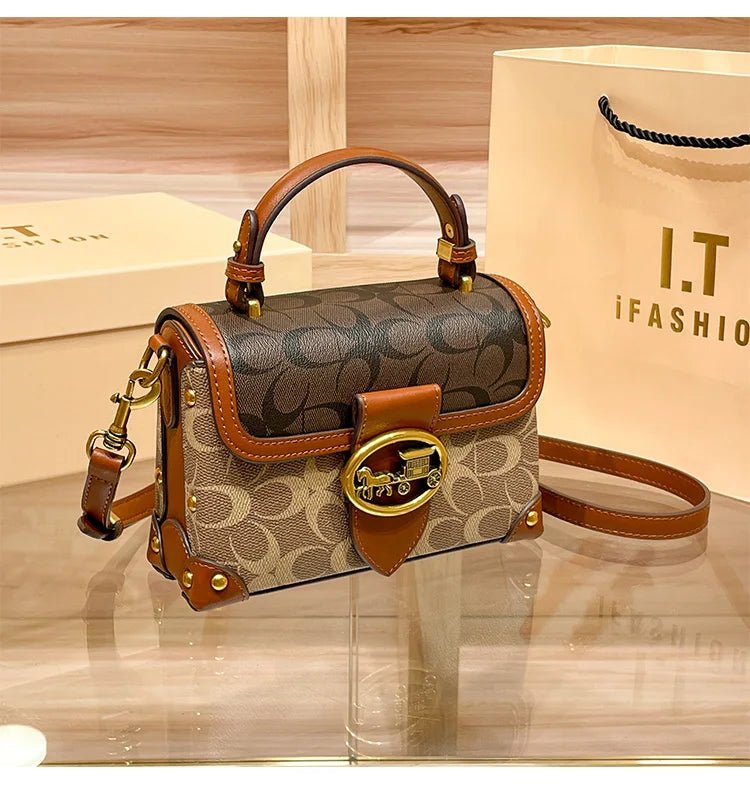 SaneShoppe - New minimalist and fashionable small handbag, contrasting color women's bag, high - end carriage crossbody bag, portable box bag