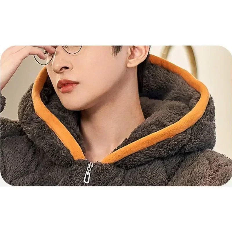 SaneShoppe - New Pajamas Men Winter Three - layer Thicken Male Loungewear Fleece Coral Velvet Cotton Warm Sleepwear Boys Home Clothes Sets