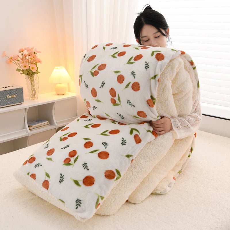 SaneShoppe - New Plaid Super Thick Autumn Winter Keep Warm Blanket Soft Lambswool Warmth Blankets Milk Velvet Comfortable Fluffy Comforter