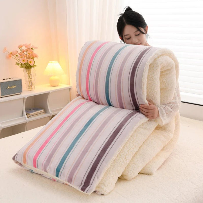 SaneShoppe - New Plaid Super Thick Autumn Winter Keep Warm Blanket Soft Lambswool Warmth Blankets Milk Velvet Comfortable Fluffy Comforter