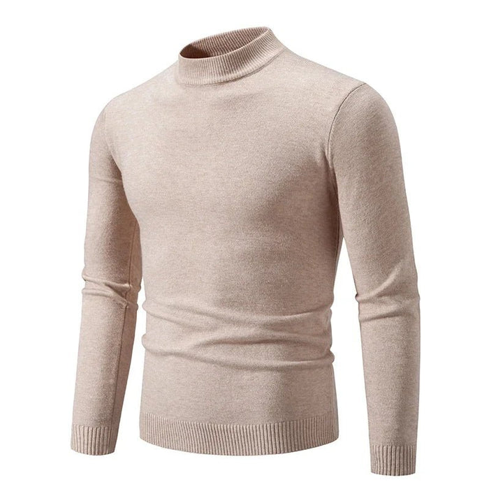 SaneShoppe-Men's Basic Solid Color Half Neck Pullovers - Autumn Knitted Oversized Sweater