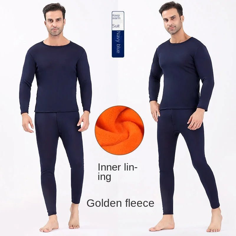 SaneShoppe - New Winter Thermal Underwear Set Men's Thickening and Fleece O - neck Long Johns and Tops Women's Cold Protection Couple Suit
