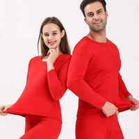 SaneShoppe - New Winter Thermal Underwear Set Men's Thickening and Fleece O - neck Long Johns and Tops Women's Cold Protection Couple Suit