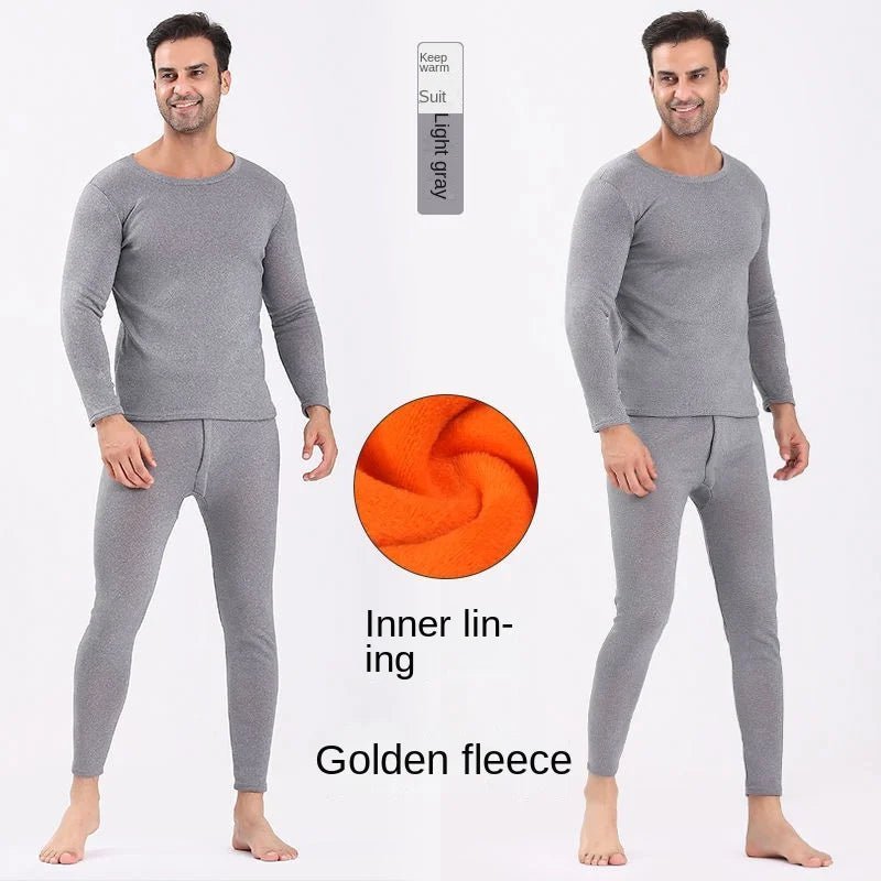 SaneShoppe - New Winter Thermal Underwear Set Men's Thickening and Fleece O - neck Long Johns and Tops Women's Cold Protection Couple Suit
