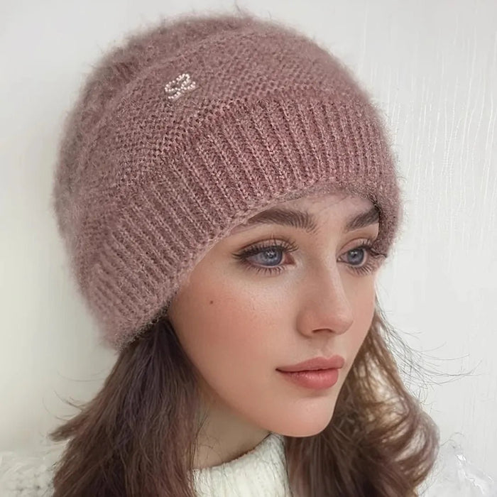 SaneShoppe - New Women Winter Hat Warm Ear Protection Knit Hats Thicken Woolen Double Layer warm Caps Elderly All - Match Cold Windproof Hats
