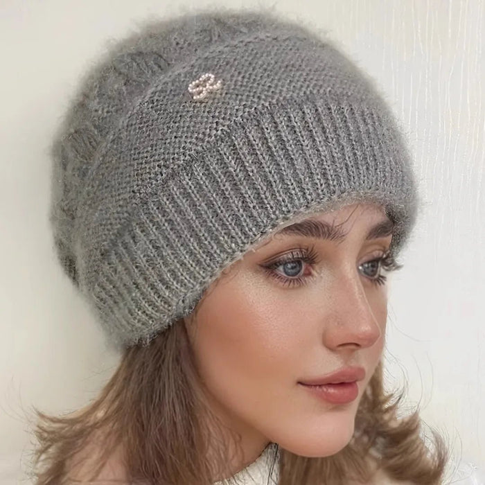 SaneShoppe - New Women Winter Hat Warm Ear Protection Knit Hats Thicken Woolen Double Layer warm Caps Elderly All - Match Cold Windproof Hats