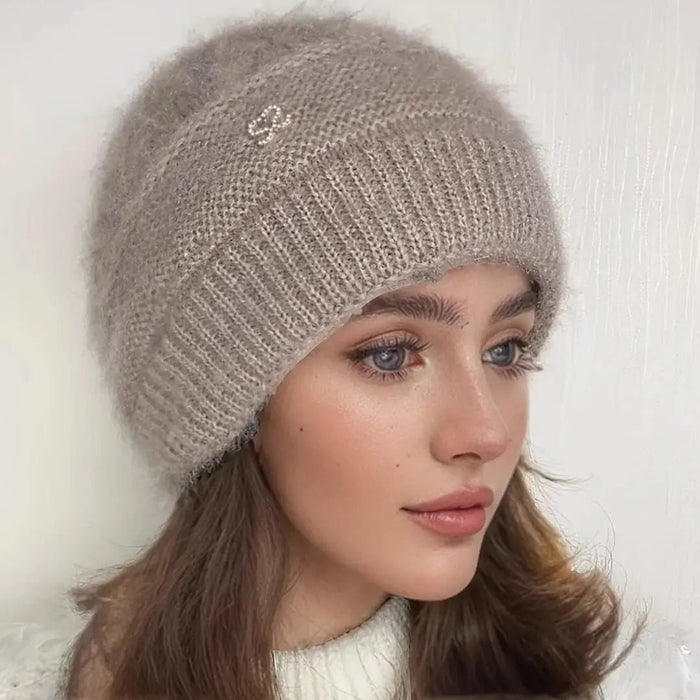 SaneShoppe - New Women Winter Hat Warm Ear Protection Knit Hats Thicken Woolen Double Layer warm Caps Elderly All - Match Cold Windproof Hats