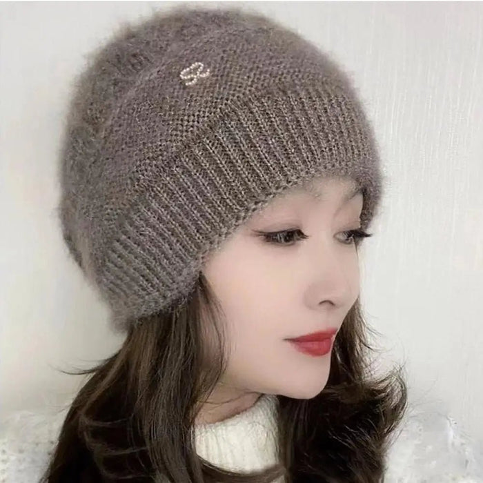 SaneShoppe - New Women Winter Hat Warm Ear Protection Knit Hats Thicken Woolen Double Layer warm Caps Elderly All - Match Cold Windproof Hats