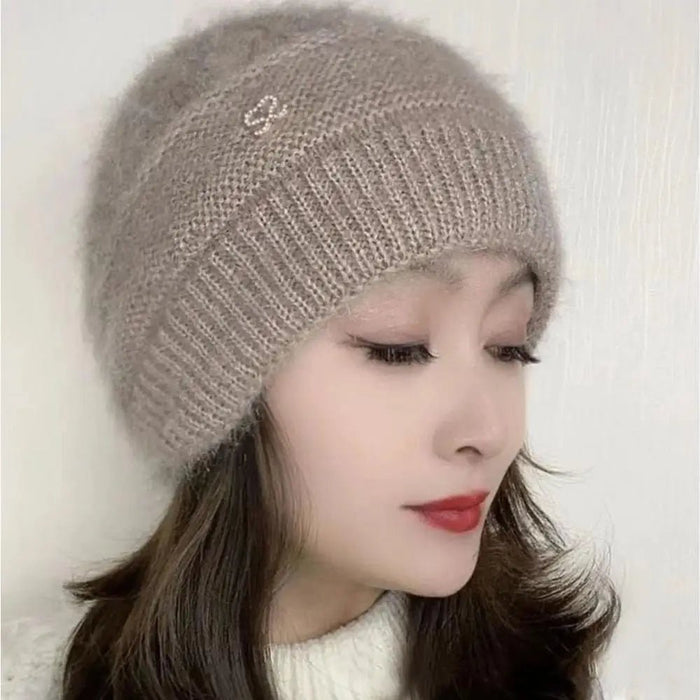 SaneShoppe - New Women Winter Hat Warm Ear Protection Knit Hats Thicken Woolen Double Layer warm Caps Elderly All - Match Cold Windproof Hats