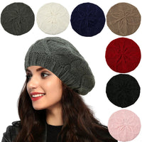 SaneShoppe - New Women's Plain Color Knit Beret Hat Ladies French Artist Beret Hats Spring Casual Thin Acrylic Berets for Women Beanie