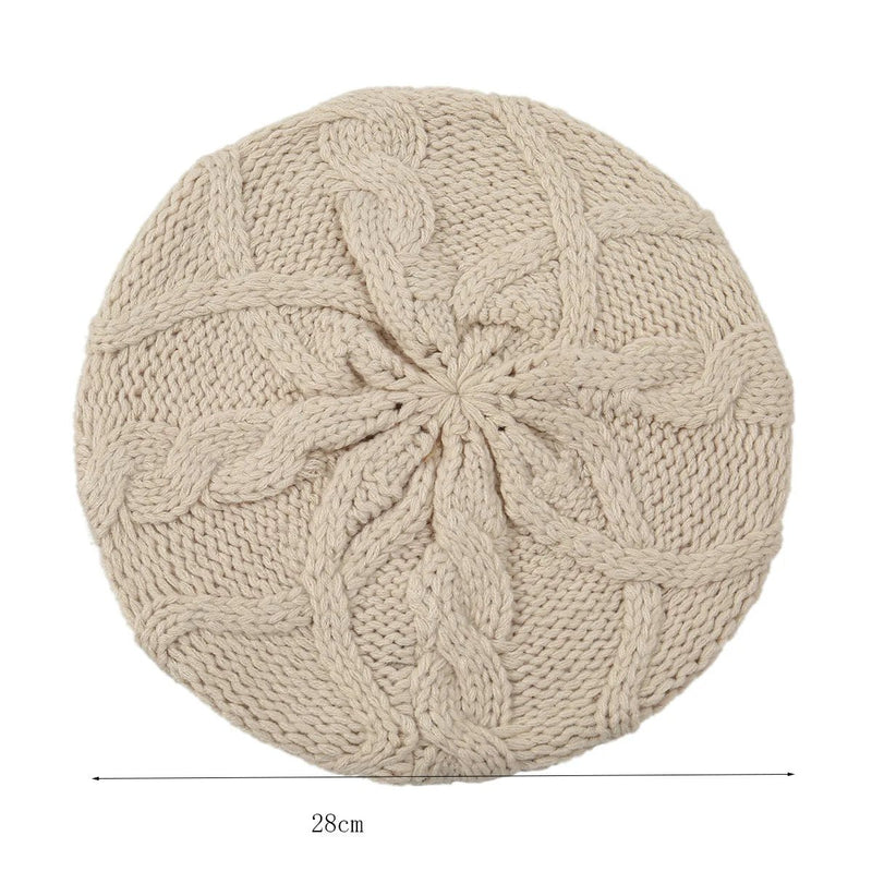 SaneShoppe - New Women's Plain Color Knit Beret Hat Ladies French Artist Beret Hats Spring Casual Thin Acrylic Berets for Women Beanie