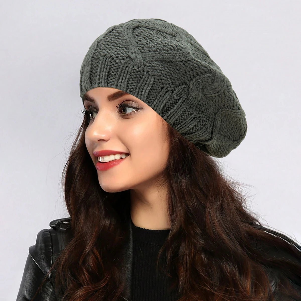 SaneShoppe - New Women's Plain Color Knit Beret Hat Ladies French Artist Beret Hats Spring Casual Thin Acrylic Berets for Women Beanie