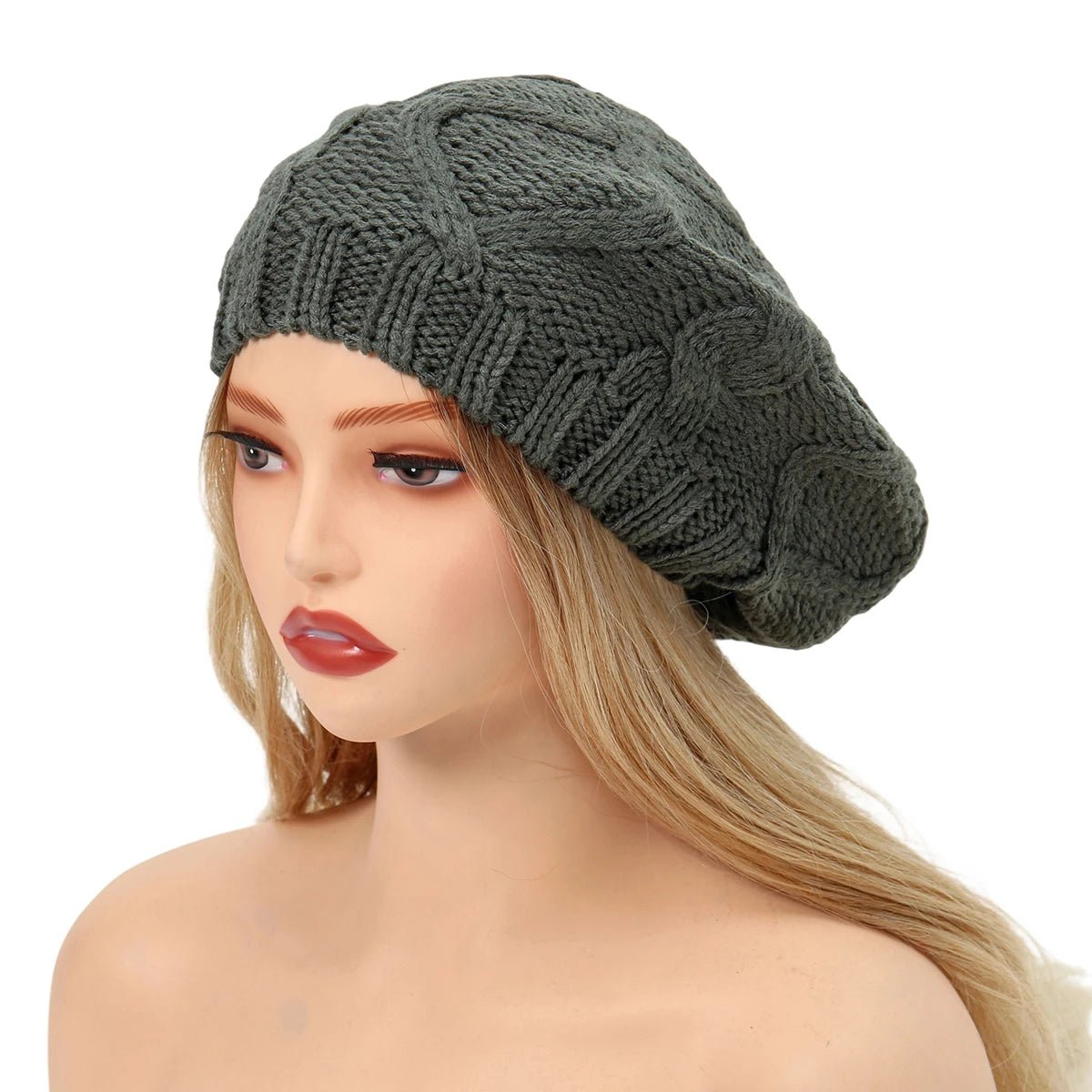 SaneShoppe - New Women's Plain Color Knit Beret Hat Ladies French Artist Beret Hats Spring Casual Thin Acrylic Berets for Women Beanie