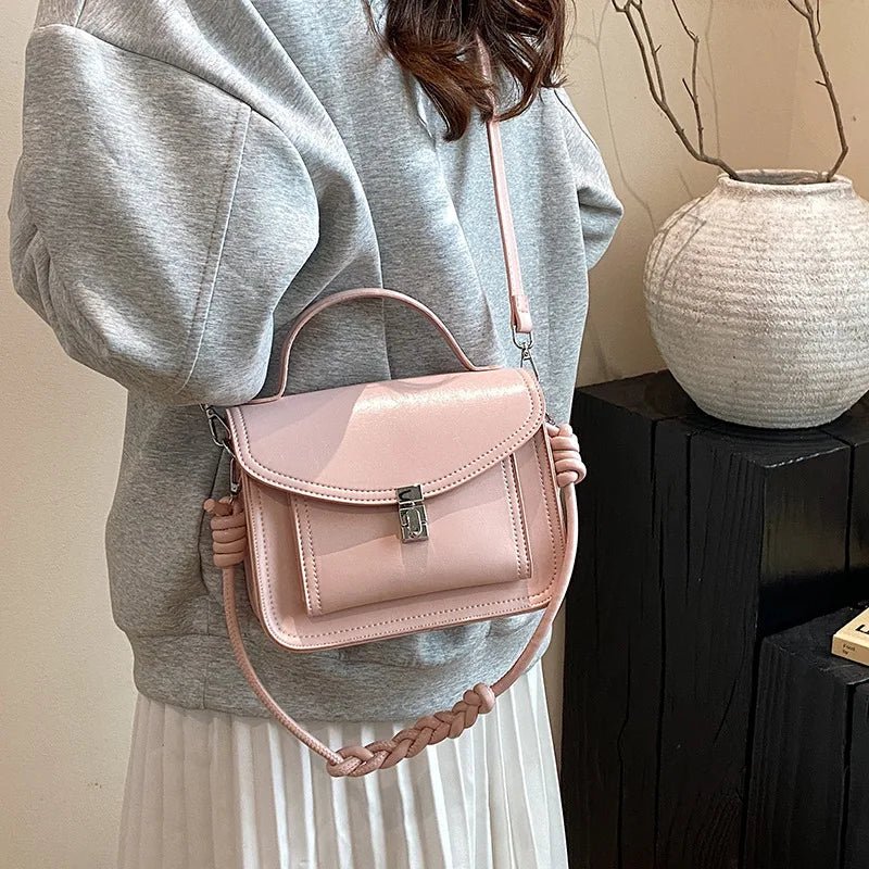 SaneShoppe - New Women's Unique Design Handbag - Lock Detail, 3 - Way Carry Handheld/Shoulder/Crossbody, Fashionable & Versatile Bags for Women