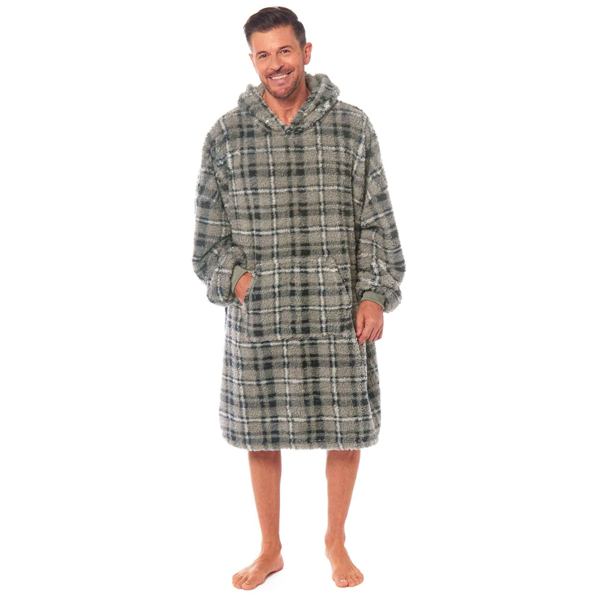 SaneShoppe - Oversized Men's Hooded Blanket Sweatshirt with Sherpa Lining Plush Wearable Hoodie for Lounging Camping One Size Fits All by Daisy Dreamer