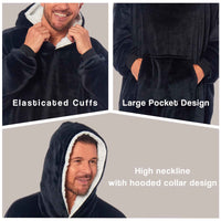 SaneShoppe - Oversized Men's Hooded Blanket Sweatshirt with Sherpa Lining Plush Wearable Hoodie for Lounging Camping One Size Fits All by Daisy Dreamer