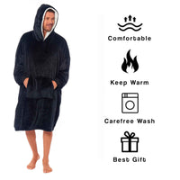SaneShoppe - Oversized Men's Hooded Blanket Sweatshirt with Sherpa Lining Plush Wearable Hoodie for Lounging Camping One Size Fits All by Daisy Dreamer