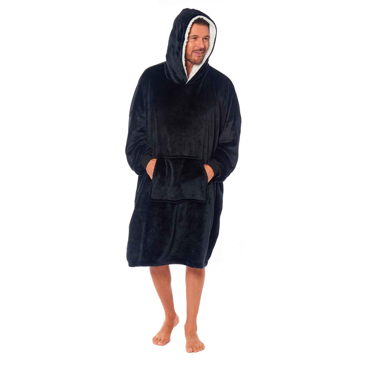 SaneShoppe - Oversized Men's Hooded Blanket Sweatshirt with Sherpa Lining Plush Wearable Hoodie for Lounging Camping One Size Fits All by Daisy Dreamer