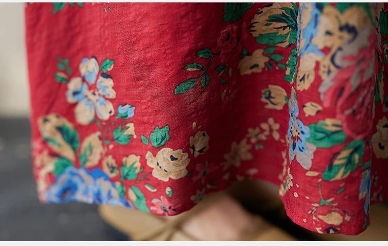 SaneShoppe - Plus Size Bohemian Print Maxi Long Dresses Ready Stock Dress for Women Floral Casual Cotton Linen Loose Vestidos De Mujer Robe