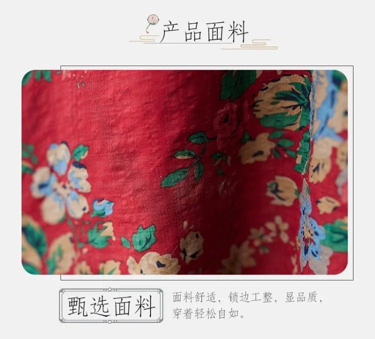 SaneShoppe - Plus Size Bohemian Print Maxi Long Dresses Ready Stock Dress for Women Floral Casual Cotton Linen Loose Vestidos De Mujer Robe