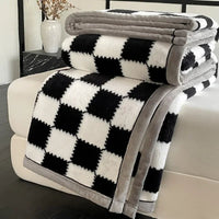 SaneShoppe - Plush Warm Winter Blanket A Grade Plaid Coral Fleece Soft Thick Bed Blankets for Sofa Single Double Couple Furry Bedspread