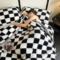 SaneShoppe - Plush Warm Winter Blanket A Grade Plaid Coral Fleece Soft Thick Bed Blankets for Sofa Single Double Couple Furry Bedspread