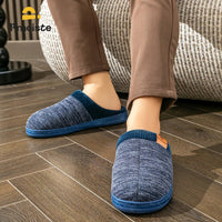 SaneShoppe - Pmoiste Knited Patchwork House Shoes Men Warm Soft TPR Cushion Memory Foam Designer Luxury Home Slippers Non - slip Winter Indoor