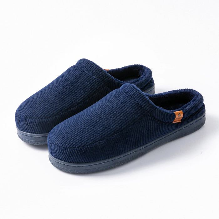 SaneShoppe - Pmoiste Stripe Corduroy House Shoes Men Warm Soft TPR Cushion Memory Foam Home Slippers Slip On Winter Indoor High - quality