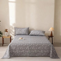 SaneShoppe-Vintage Cotton & Linen Bed Sheet Pillowcase Set