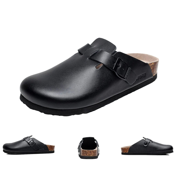 SaneShoppe-PU Leather Birken Mules Cork Footbed Sandals with Arch Support