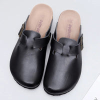 SaneShoppe-PU Leather Birken Mules Cork Footbed Sandals with Arch Support