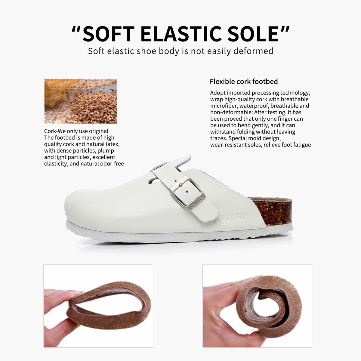 SaneShoppe-PU Leather Birken Mules Cork Footbed Sandals with Arch Support