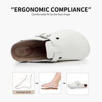 SaneShoppe-PU Leather Birken Mules Cork Footbed Sandals with Arch Support