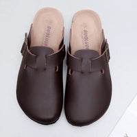 SaneShoppe-PU Leather Birken Mules Cork Footbed Sandals with Arch Support
