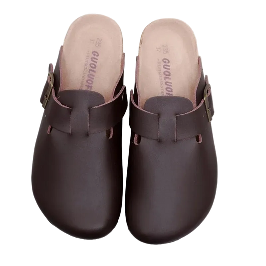 SaneShoppe-PU Leather Birken Mules Cork Footbed Sandals with Arch Support