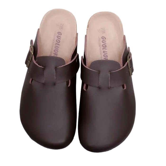 SaneShoppe-PU Leather Birken Mules Cork Footbed Sandals with Arch Support