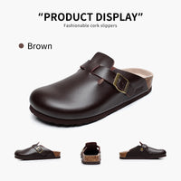 SaneShoppe-PU Leather Birken Mules Cork Footbed Sandals with Arch Support