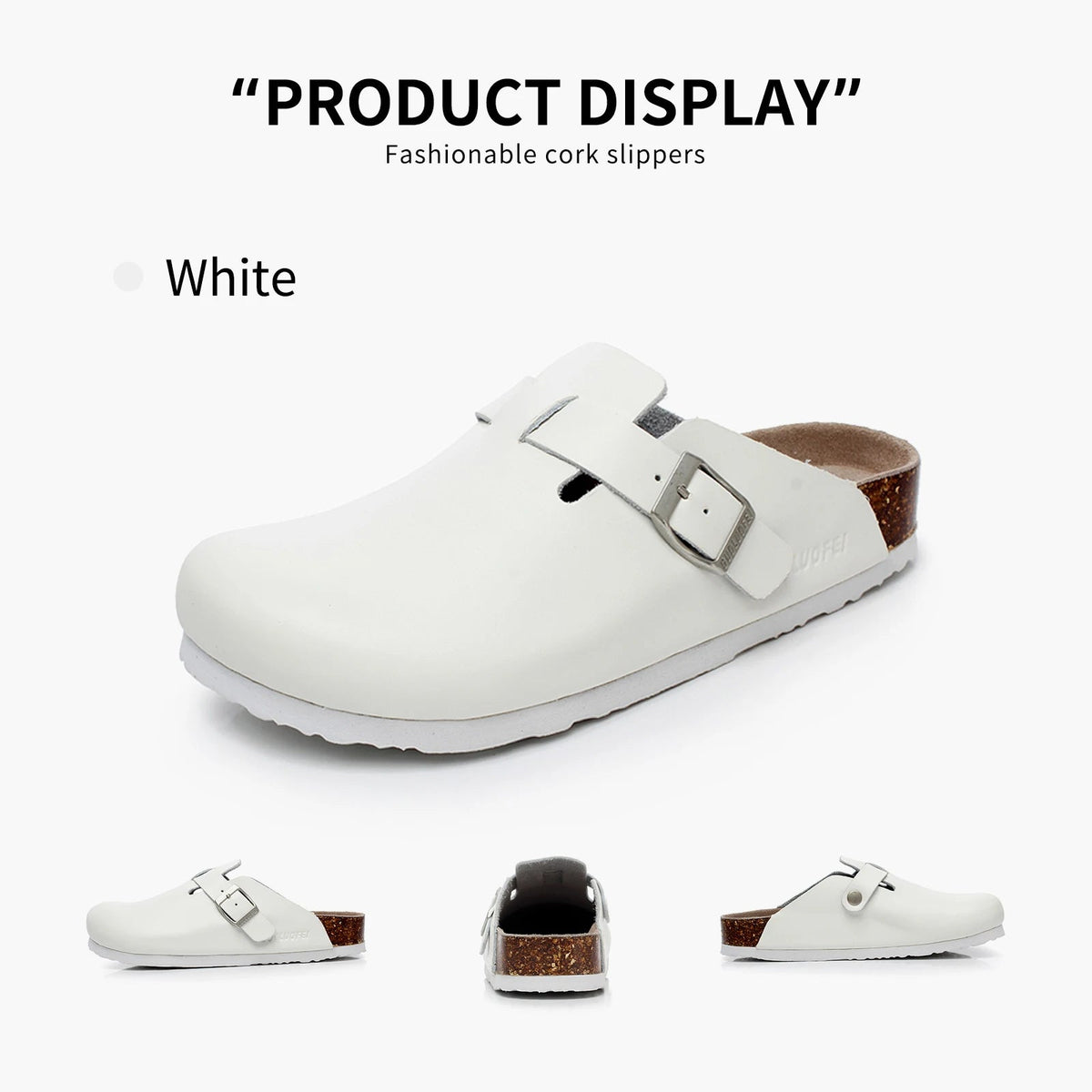 SaneShoppe-PU Leather Birken Mules Cork Footbed Sandals with Arch Support