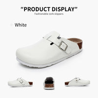 SaneShoppe-PU Leather Birken Mules Cork Footbed Sandals with Arch Support